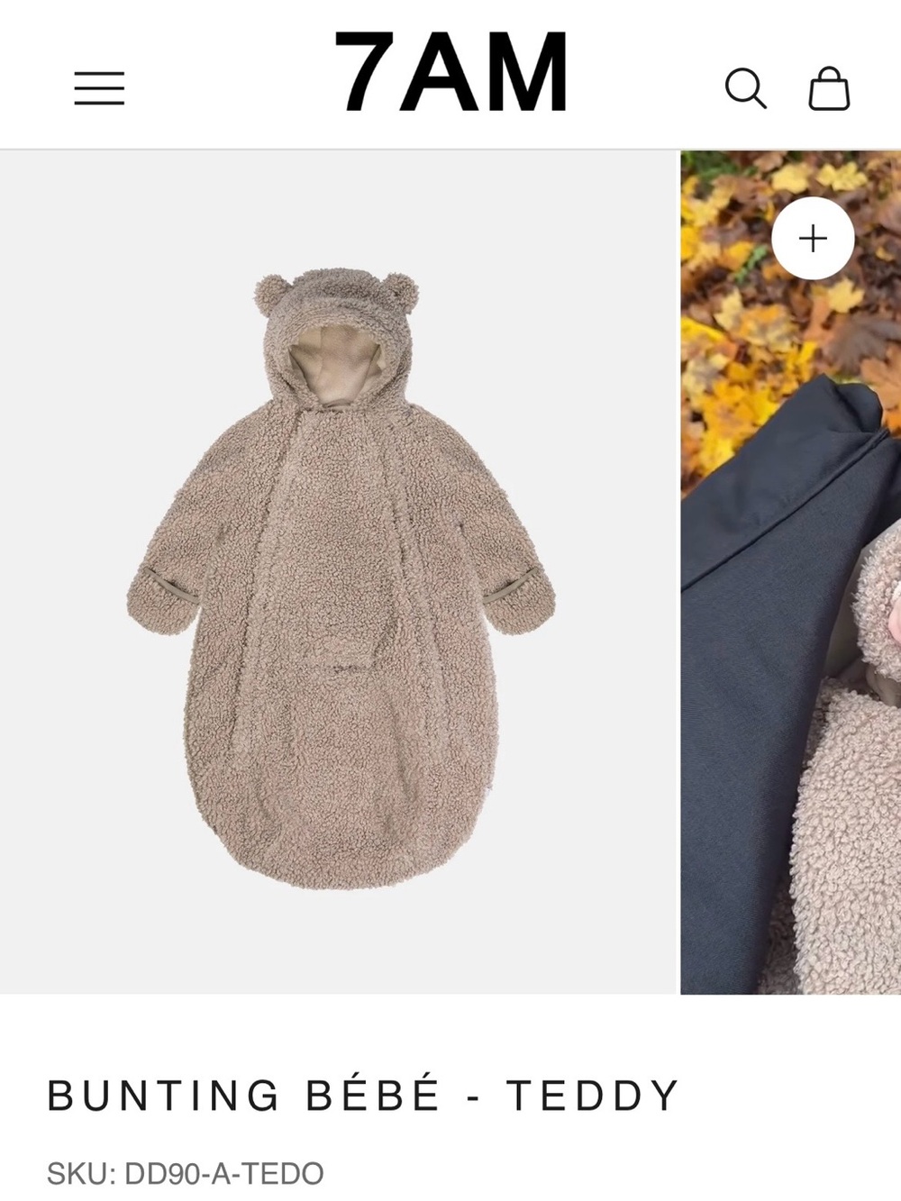 7AM Enfant Baby Bunting - Teddy